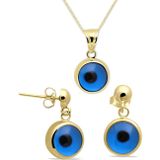 Aslı Gold Nazar Boncuklu Altın Kolye Küpe Takım (TKM0061)
