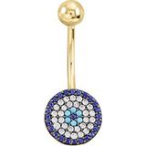Aslı Gold Nazar Detaylı Altın Göbek Piercingi (PC0044)