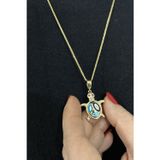 Aslı Gold Nazar Detaylı Altın Kaplumbağa Kolye (KLY1281)