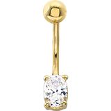 Aslı Gold Oval Tek Taş Altın Göbek Piercingi (PC0078)