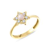 Aslı Gold Pembe Opal Taşlı Altın Yıldız Yüzük (YZK0439)