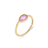 Aslı Gold Pembe Taşlı Altın Sade Yüzük (YZK0724)