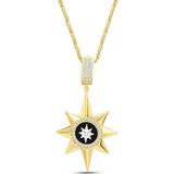 Aslı Gold Siyah Kuzey Yıldızı Altın Kolye (KLY1494)