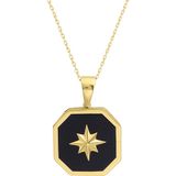 Aslı Gold Siyah Mineli Altın Köşeli Kuzey Yıldızı Kolye (KLY1540)