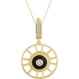 Aslı Gold Siyah Mineli Charm Kilit Altın Spor Kolye (KLY1582)