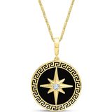 Aslı Gold Siyah Mineli Kuzey Yıldızı Altın Kolye (KLY1497)