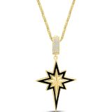 Aslı Gold Siyah Mineli Kuzey Yıldızı Altın Taşlı Charm Kolye (KLY1445)