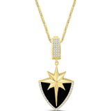 Aslı Gold Şövalye Altın Siyah Mineli Unisex Kolye (KLY1510)