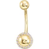 Aslı Gold Spor Zirkon Taşlı Yuvarlak Altın Göbek Piercingi (PC0025)