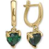 Aslı Gold Yeşil Taşlı Altın Kalp Küpe (KP0499)
