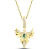 Aslı Gold Yeşil Taşlı Anka Kuşu Altın Kolye (KLY1451)