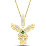 Aslı Gold Yeşil Taşlı Zümrüdü Anka Kuşu Altın Kolye (KLY1449)