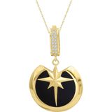 Aslı Gold Yuvarlak Siyah Mineli Yıldız Altın Kolye (KLY1587)