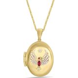 Aslı Gold Zümrüdü Anka Kuşu Oval Altın Madalyon Kolye (KLY1548)