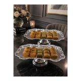 Aslı Hediyelik 2'li Lüx Gümüş Royal Model Ayaklı Kek, Pasta, kurabiye,Tatlı, ikramlık, Çeyizlik Sunum Servis Standı