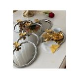 Aslı Hediyelik 6 Lı 20x25 Cm Kelebekli Oval Dalgalı Gümüş Kaplama Model çay,kahve,ikram servis Sunum Tepsisi