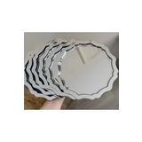 Aslı Hediyelik 6'lı 24 Cm Dalgalı Yuvarlak Gümüş Dekoratif Çay, Kahve, Ikramlık, Pasta Sunum Servis Tepsisi