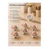 Aslı Hediyelik 6'lı Gül Desenli Gümüş Kahve Yanı Lokumluk,makaronluk,şekerlik,sunum,kahve,ikramlık, Kahve Sunum