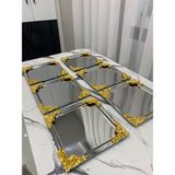Aslı Hediyelik 6'lı Gümüş Kaplama Çiçekli Kare Servis Sunum Tepsisi 21X21 Paslanmaz Çelik Malzeme ile Şık İkram