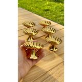 Aslı Hediyelik 6'lı Isritidye Huni Ayaklı Gold Kahve Yanı Lokumluk,makaronluk,şekerlik,sunum,kahve,ikramlık,