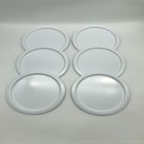 Aslı Hediyelik 6'lı Metal Yuvarlak Çay, Kahve, Pasta Servis Tepsisi Dekoratif Sunum Tepsisi Beyaz 24 cm