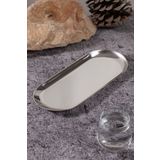 Aslı Hediyelik Büyük (23 CM) Kayık Oval Gümüş Paslanmaz Çelik Çerezlik Mezelik Sosluk Çelik Tabak