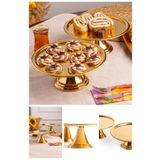 Aslı Hediyelik Lüx 2'Lİ Yuvarlak Gold Ayaklı Kek, Pasta, kurabiye,Tatlı, ikramlık, Çeyizlik Sunum Servis Standı