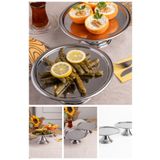 Aslı Hediyelik Lüx 2'Lİ Yuvarlak Gümüş Ayaklı Kek, Pasta, kurabiye,Tatlı, ikramlık, Çeyizlik Sunum Servis Standı