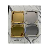 Aslı Hediyelik Lüx 4 köşesi Çiçekli 2 Gold 2 Gümüş Kaplama Model çay,kahve,ikram servis Sunum Tepsisi 21x21