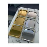 Aslı Hediyelik Lüx 4 köşesi Çiçekli 3 Gold 3 Gümüş Kaplama Model çay,kahve,ikram servis Sunum Tepsisi 21x21