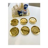 Aslı Hediyelik Lüx 6 Adet Gold Paslanmaz Çelik Yuvarlak Çay Tabağı Bardak Altlığı