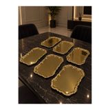 Aslı Hediyelik Lüx 6'lı Gold Royal model Paslanmaz Çelik Servis,Söz ,Nişan, Çay ,kahve Sunum Tepsisi