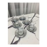Aslı Hediyelik Lüx 6'lı Gümüş Yuvarlak Model Paslanmaz Metal Çay Tabağı