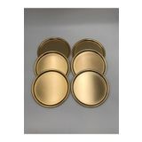 Aslı Hediyelik Yuvarlak Gold Sunum Tepsisi Dekoratif Servis Tepsisi Çay, Kahve 22 cm 6'lı