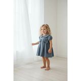 Aslı Türkoğlu Kız Çocuk Bebe Yaka Fiyonk Detaylı Elbise 1–8 Yaş Klasik & Şık Tasarım - Mavi - 5 - 6 Yaş