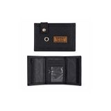 AslıCanaccessories 2 tane Erkek Cırt Cırtlı Kumaş Cüzdan Fermuarlı Kartlık Kimlik Bölmeli Siyah