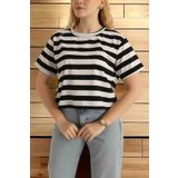 Aslında Look Oversize Çizgili Tişört – Siyah Beyaz, Salaş Kalıp T-shirt Tişort