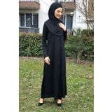 ASLINUR GİYİM Tek Parça Fermuarlı Namaz Elbisesi Siyah