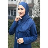 Aslınur Tek Parça Fermuarlı Namaz Elbisesi İndigo Mavi Açık Mavi