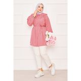 Asm Çift Yakalı Beli Bağcıklı Tesettür Gömlek Yavruağzı - 46