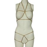 ASM1140 Kadın 2 li Gold Seviyore Bralet Sortlu Takım