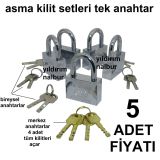 ASMA KİLİT 5Lİ SET MERKEZ ANAHTARLI MASTER ANAHTAR 5İ BİYERDE
