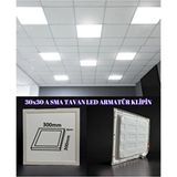 Asma Tavan LED Panel Işyeri, Ofis, Ev, Banyo Için Uygun 30X30 LED Klipin Panel - Beyaz