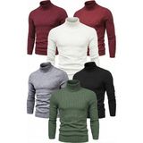 Asmedo Erkek 6'lı Siyah, Beyaz, Bordo, Gri, Haki Kaşkorse Boğazlı Full Likralı Fitilli Body Kazak - Beyaz - Siyah - Bordo - Gri - Haki