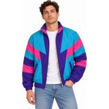 Asmedo Erkek 80’ler Retro Wintage Dijital Baskılı Fermuarlı Rüzgar Kesici Mevsimlik Ceket - 3XL - -- - Çok Renkli