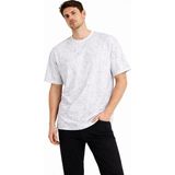 Asmedo Erkek Asit Yıkama Bisiklet Yaka Kısa Kollu Oversize T-Shirt Tişört - Beyaz