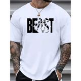 Asmedo Erkek Baskılı Tişört Kısa Kol Bisiklet Yaka Oversize T-Shirt - Beyaz - 2XL