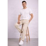 Asmedo Erkek Diagonel Mikro Dokulu Duble Paça Cepli Pantolon ,modern Kesim - Krem - 2XL