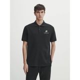 Asmedo Erkek Pike Polo Yaka Tişört Düğmeli Baskılı T-Shirt - Beyaz - Siyah