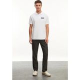 Asmedo Erkek Pike Polo Yaka Tişört Düğmeli Baskılı T-Shirt - Beyaz - XL